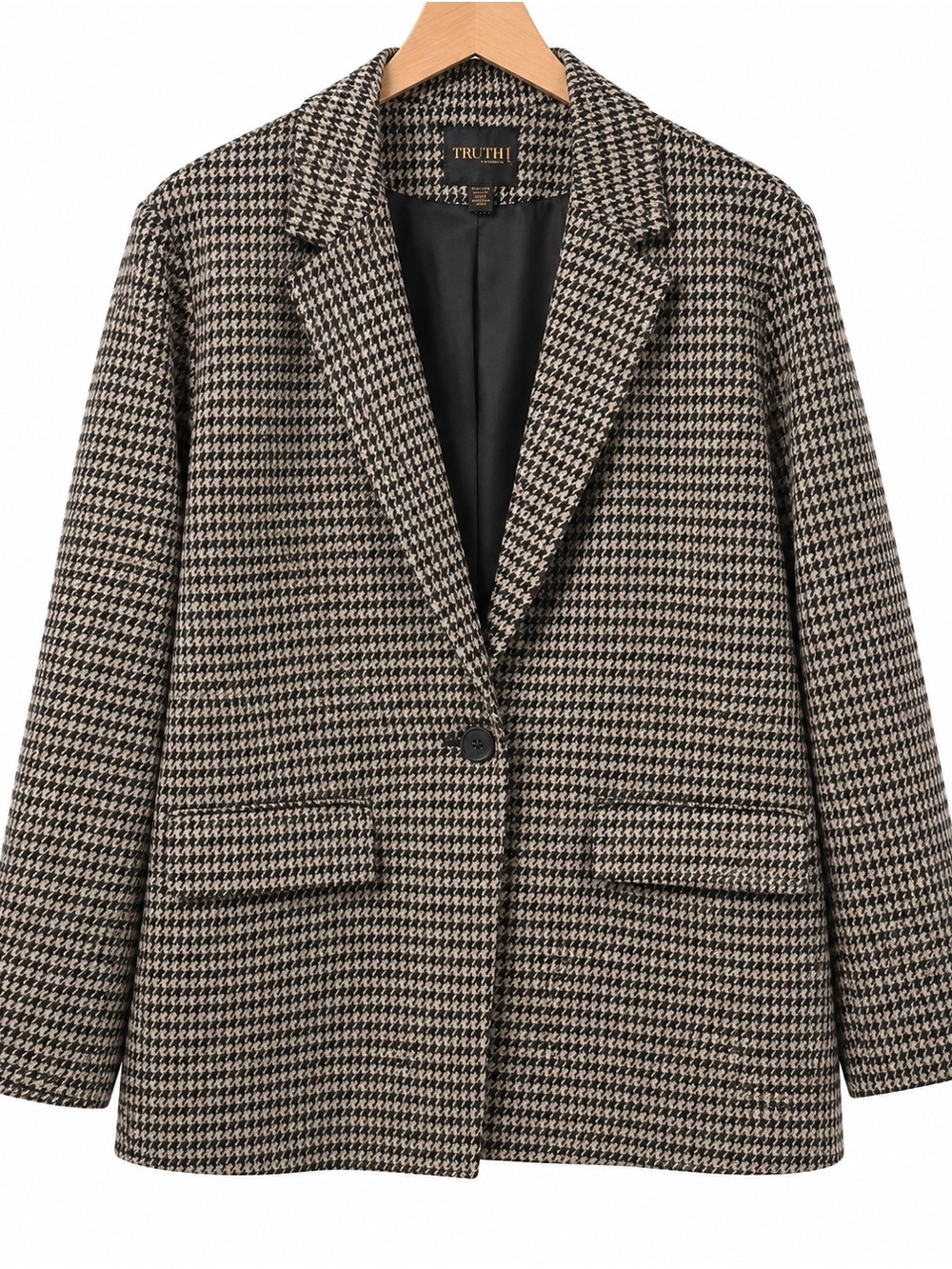 Truth Houndstooth Blazer Jacket - Black & Silver